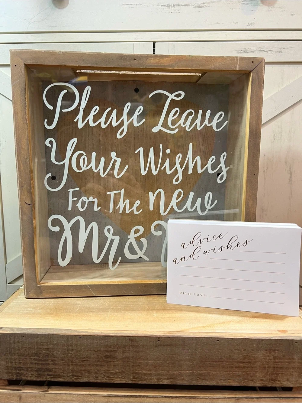 Rustic Wedding Advice, Shadow Box Wishing Well with Cards, NEW